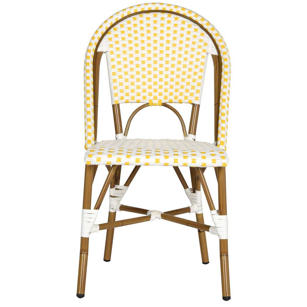 Safavieh Salcha Indoor-Outdoor French Bistro Side Chair - Yellow/White/Light Brown (Set of 2)