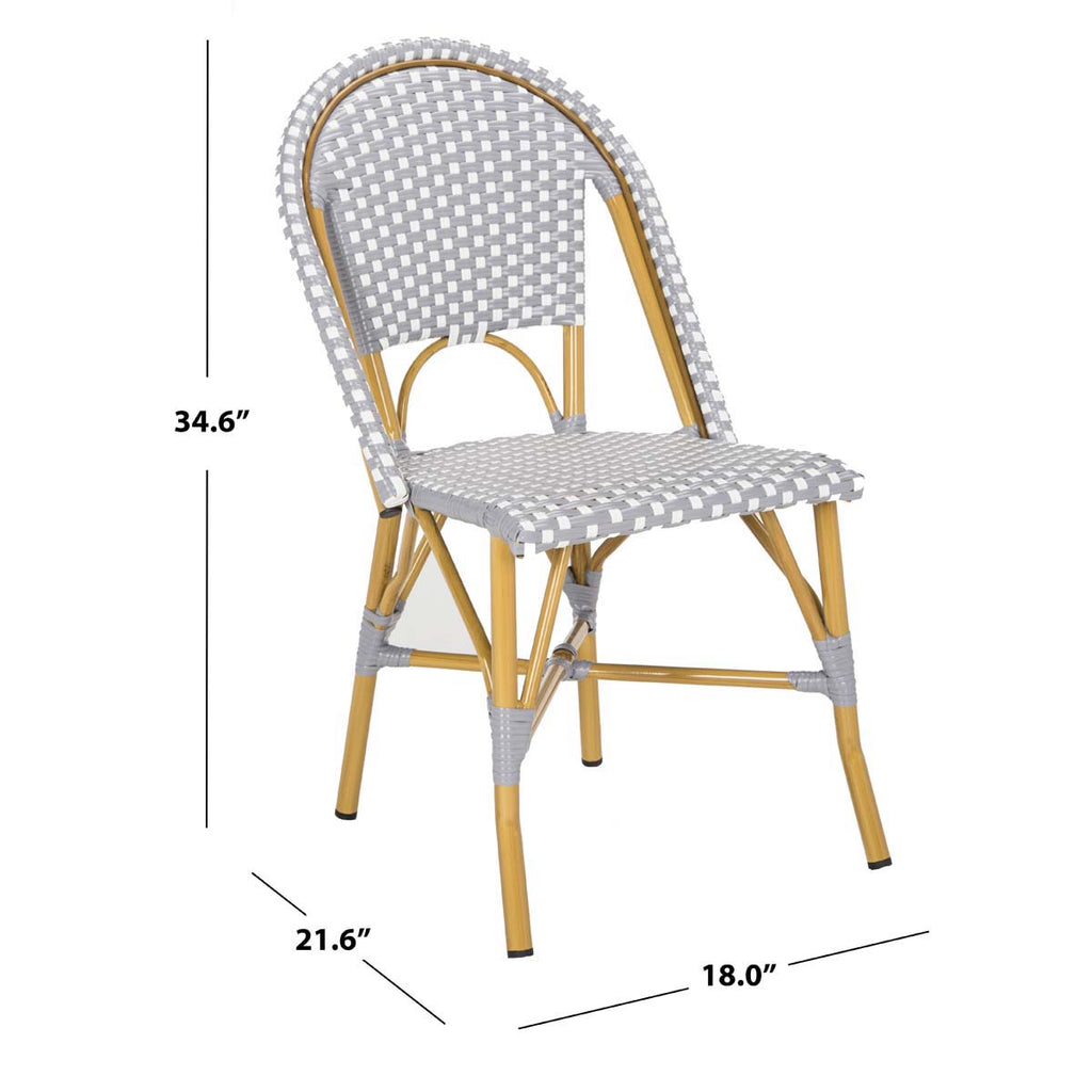 Safavieh Salcha Indoor-Outdoor French Bistro Side Chair - Grey/White/Light Brown (Set of 2)