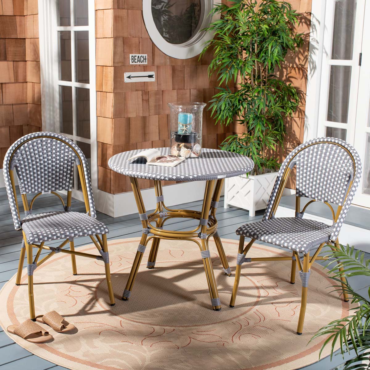 Safavieh Salcha Indoor Outdoor French Bistro Side Chair Grey