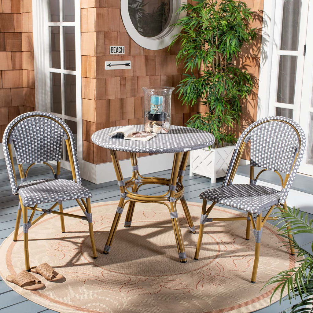 Safavieh Salcha Indoor-Outdoor French Bistro Side Chair - Grey/White/Light Brown (Set of 2)