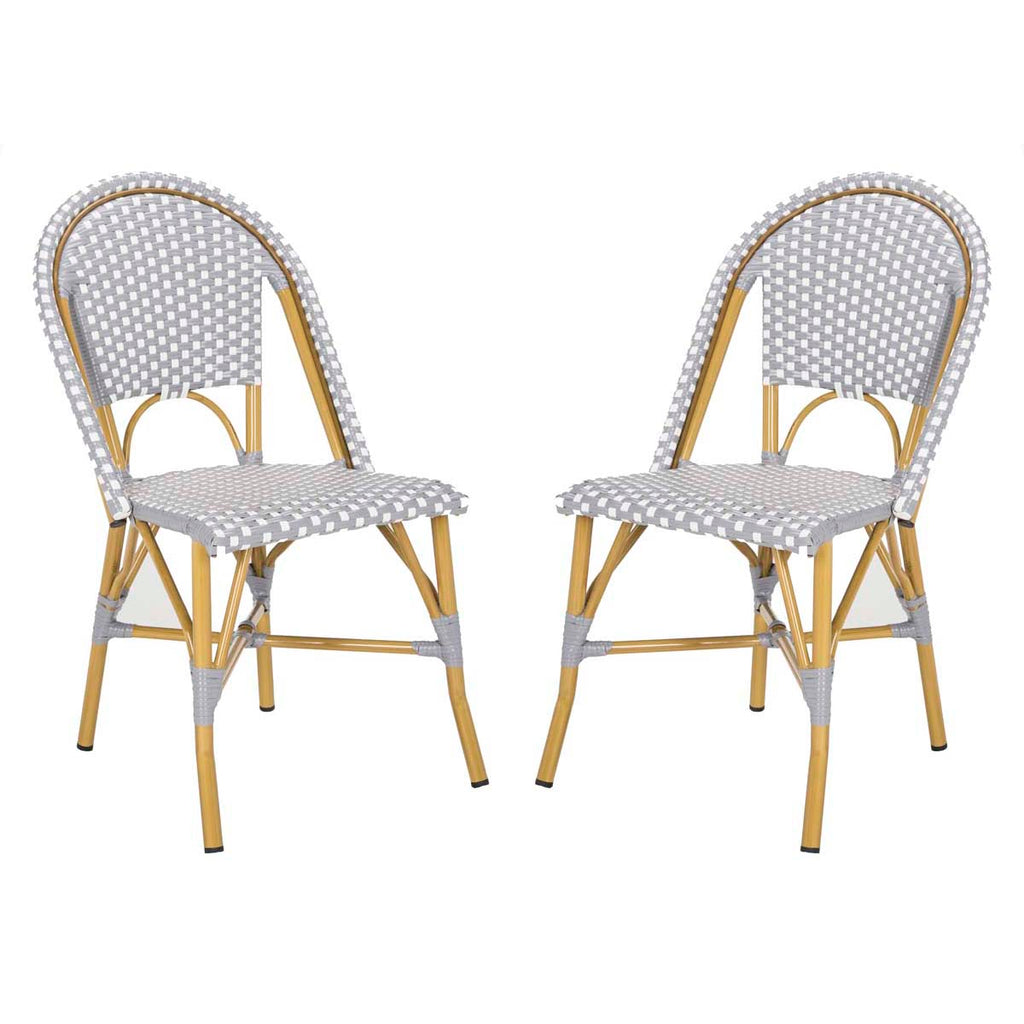 Safavieh Salcha Indoor-Outdoor French Bistro Side Chair - Grey/White/Light Brown (Set of 2)