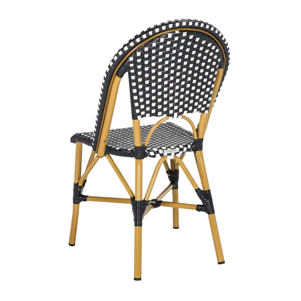 Safavieh Salcha Indoor-Outdoor French Bistro Side Chair - Black/White/Light Brown (Set of 2)