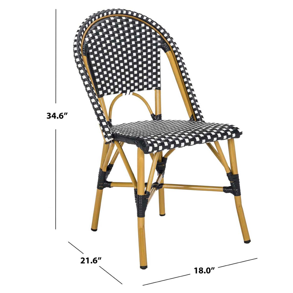 Safavieh Salcha Indoor-Outdoor French Bistro Side Chair - Black/White/Light Brown (Set of 2)