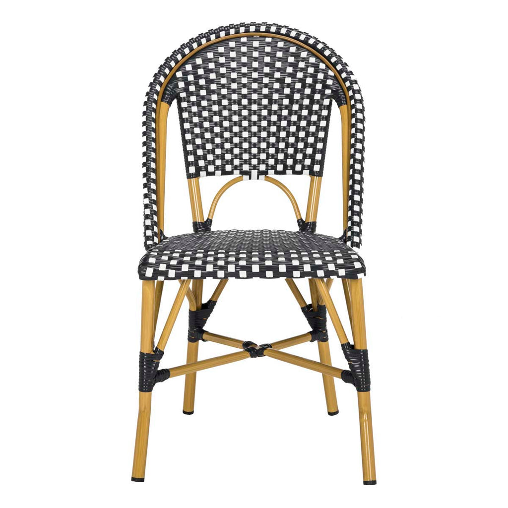 Safavieh Salcha Indoor-Outdoor French Bistro Side Chair - Black/White/Light Brown (Set of 2)