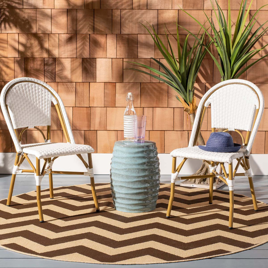 Safavieh Salcha Indoor-Outdoor French Bistro Side Chair - White/Light Brown (Set of 2)
