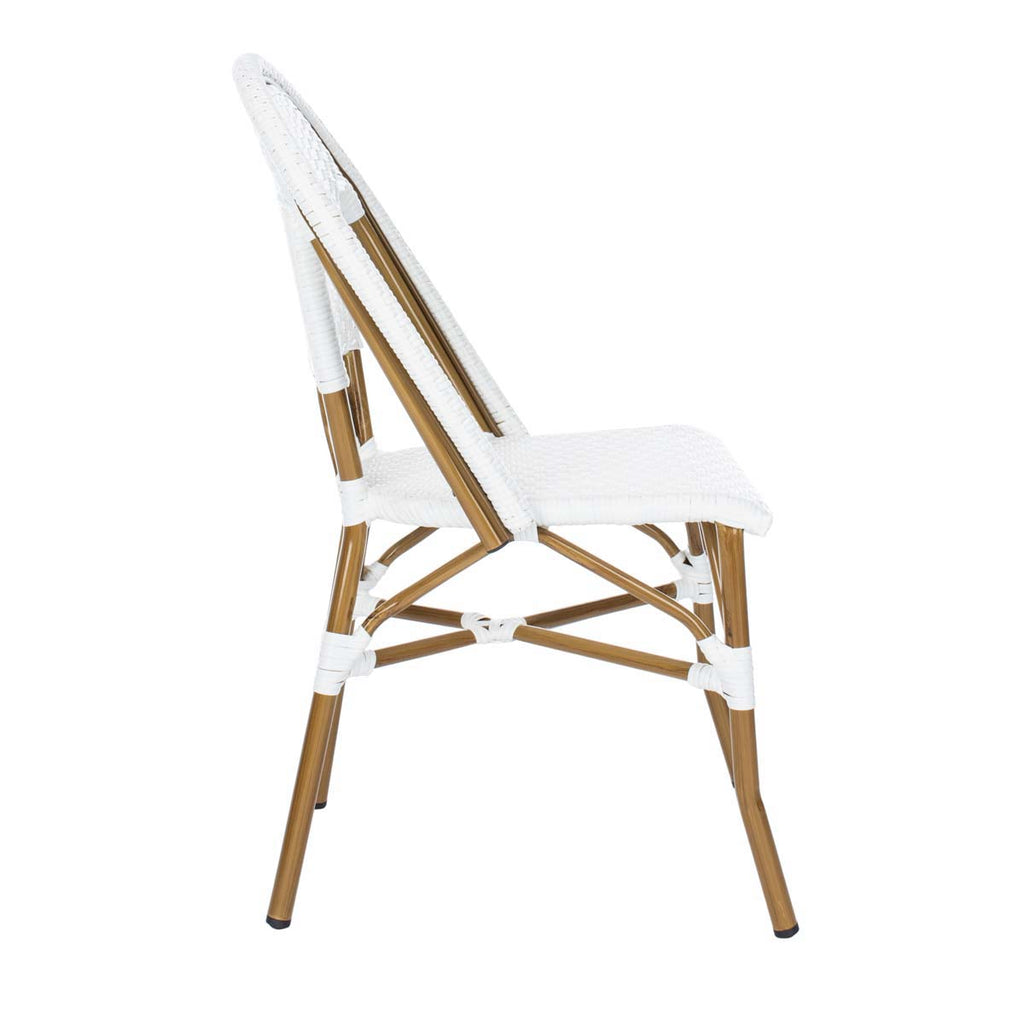 Safavieh Salcha Indoor-Outdoor French Bistro Side Chair - White/Light Brown (Set of 2)