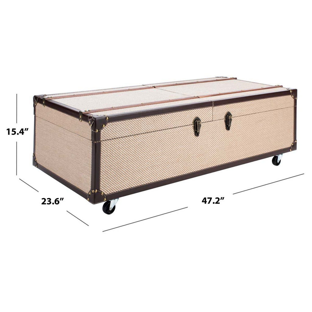 Safavieh Zoe Coffee Table Storage Trunk With Wine Rack - Beige