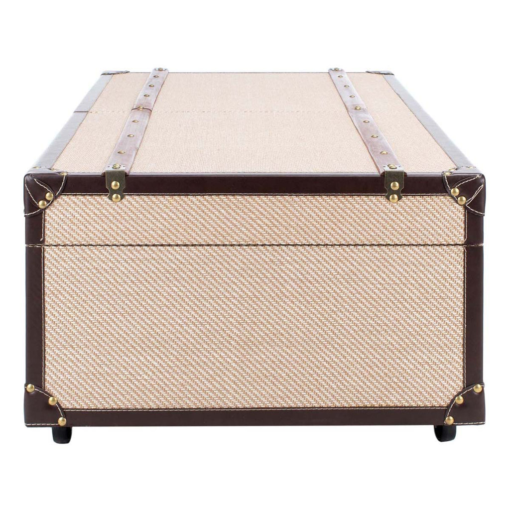 Safavieh Zoe Coffee Table Storage Trunk With Wine Rack - Beige