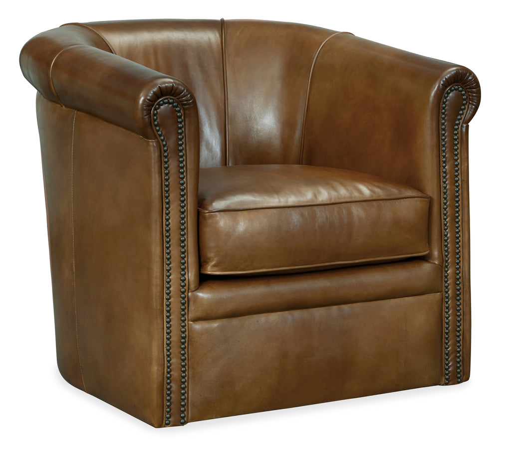 Axton Swivel Leather Club Chair | Hooker Furniture - CC388-SW-083