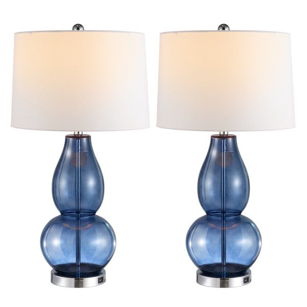 Mercurio 28.5 Inch H Double Gourd Lamp (Set of 2) | Safavieh - LIT4155 - Blue