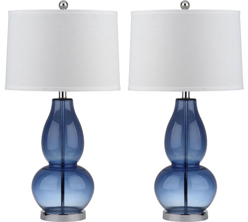 Mercurio 28.5 Inch H Double Gourd Lamp W/ USB (Set of 2) | Safavieh - LIT4155 - Blue