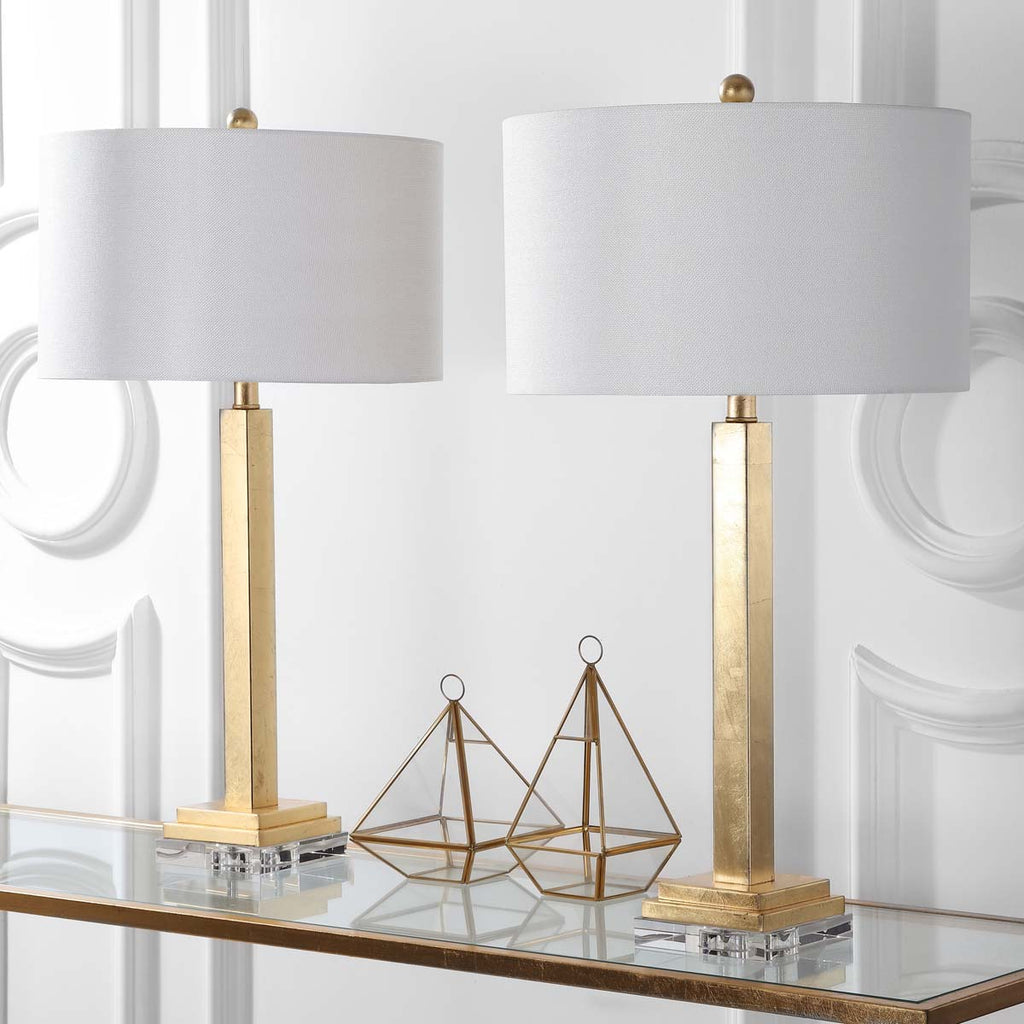 Safavieh Perri 30 Inch H Crystal Base Table Lamp - Gold / Off White (Set of 2)