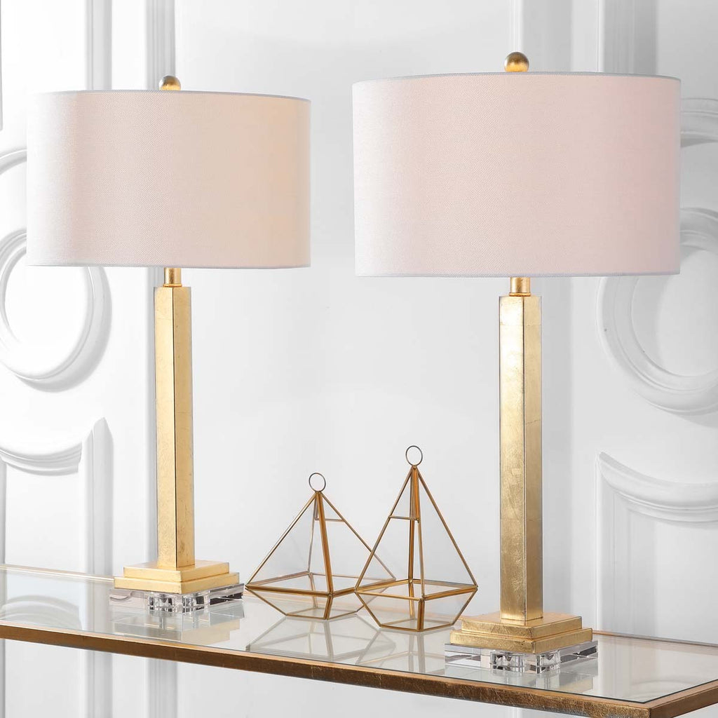 Safavieh Perri 30 Inch H Crystal Base Table Lamp - Gold / Off White (Set of 2)