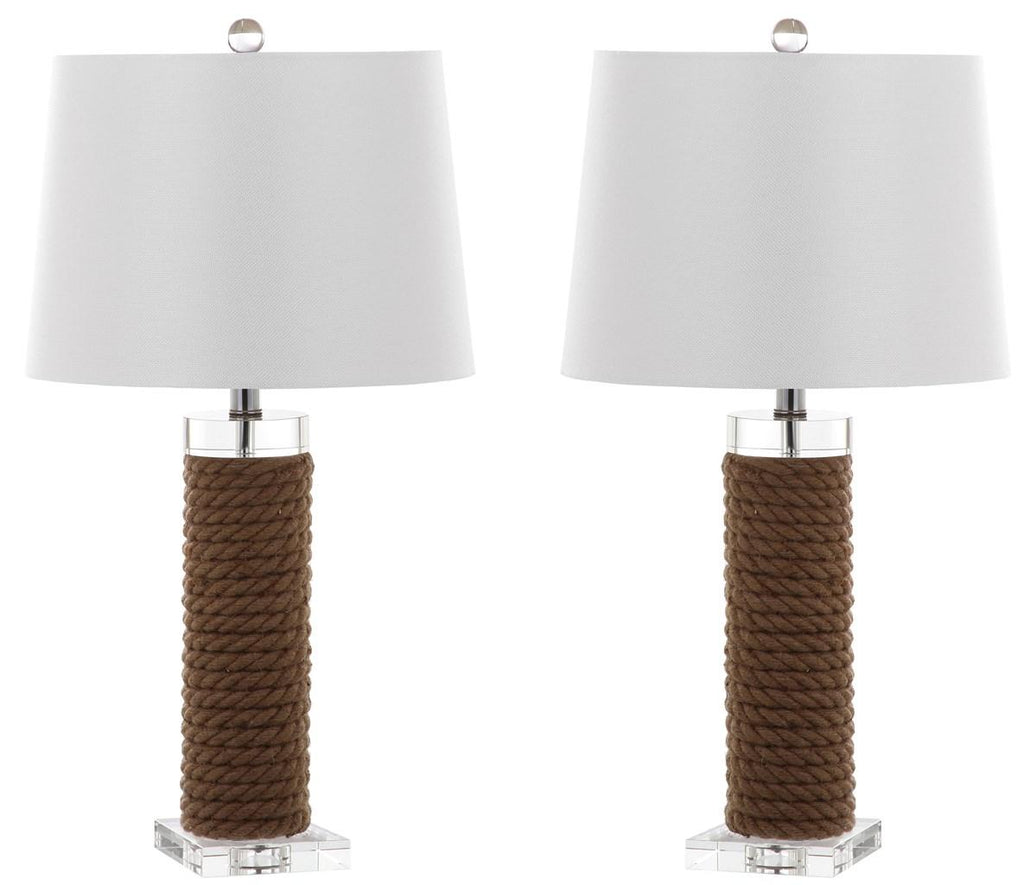 Safavieh Boyd 26.5 Inch H  Rope Table Lamp - Brown / Off White (Set of 2)