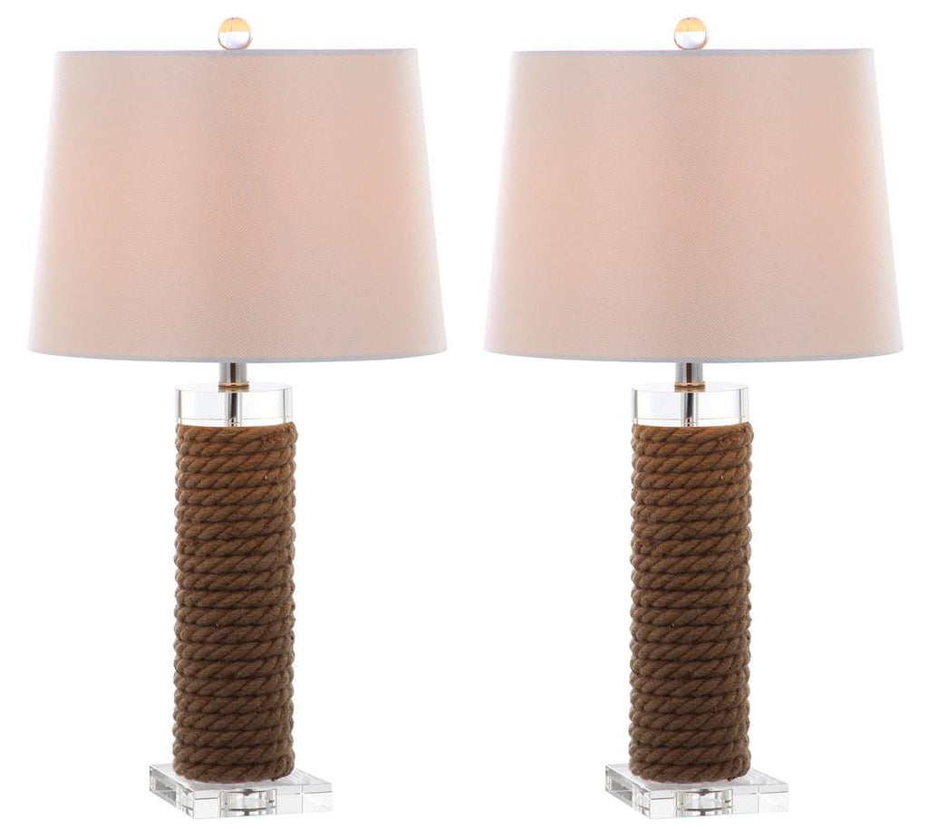 Safavieh Boyd 26.5 Inch H  Rope Table Lamp - Brown / Off White (Set of 2)