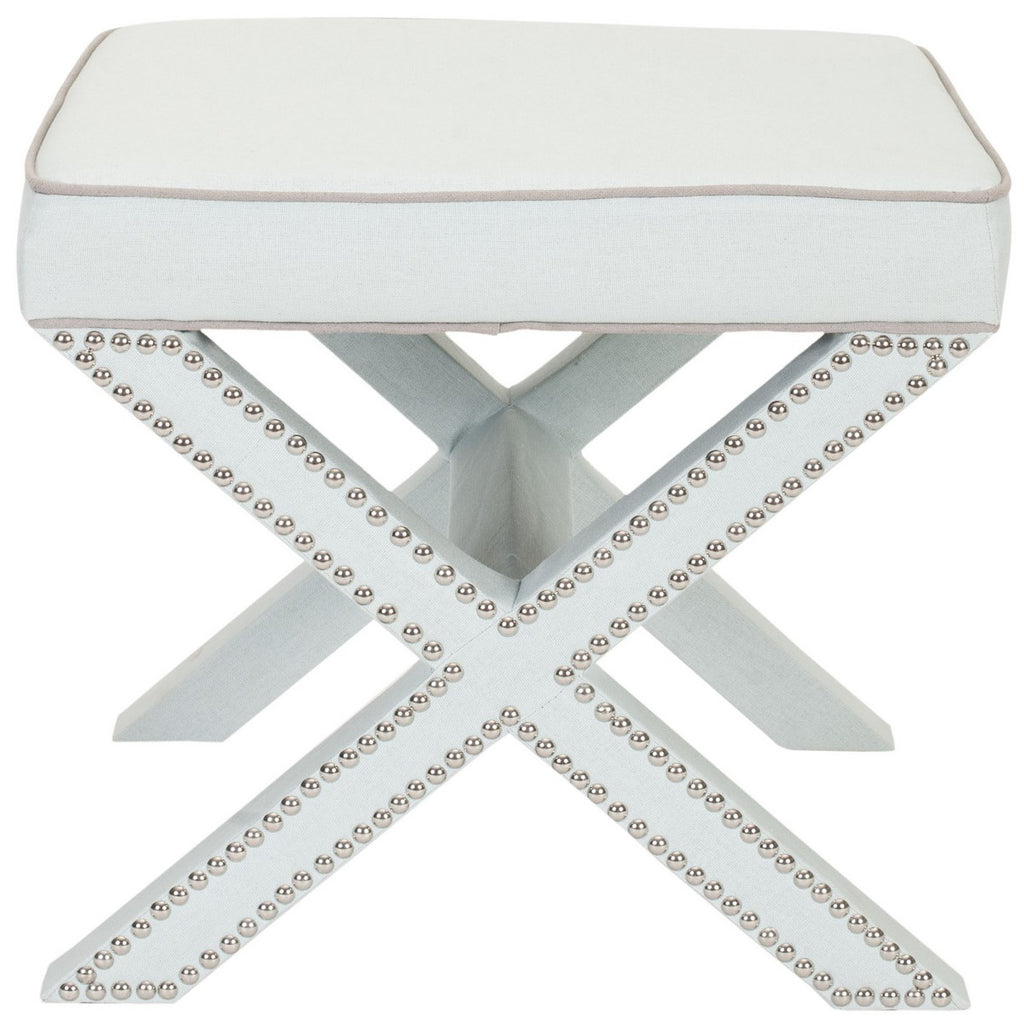 Safavieh Palmer Ottoman - Silver Nail Heads - Robins Egg Blue