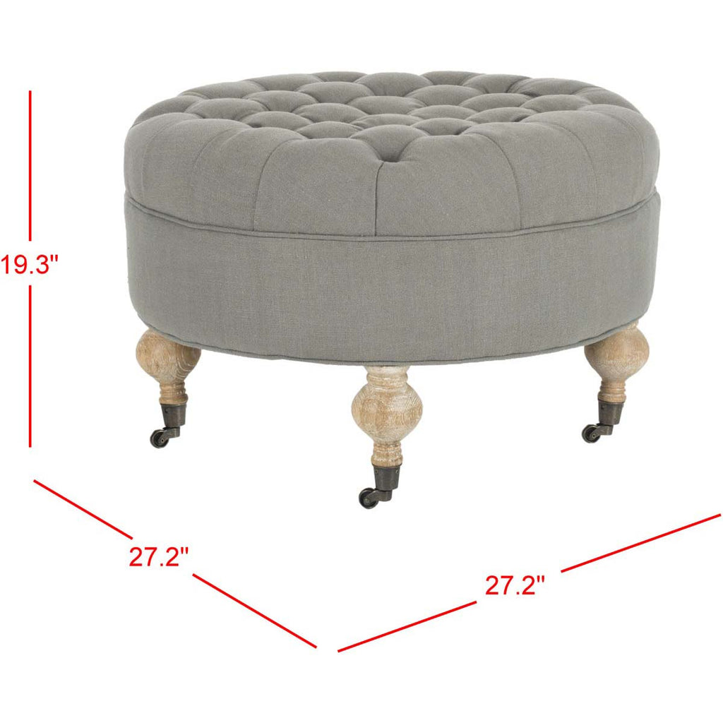 Safavieh Clara Tufted Round Ottoman - Granite