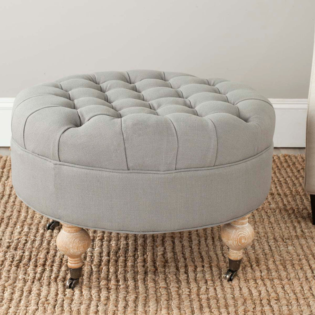 Safavieh Clara Tufted Round Ottoman - Granite