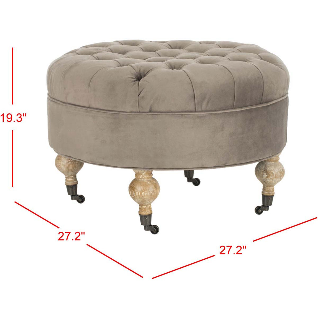 Safavieh Clara Tufted Round Ottoman - Mushroom