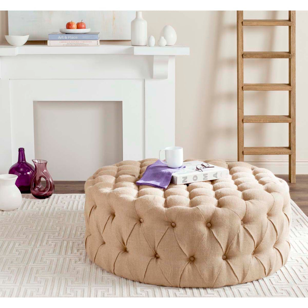 Safavieh Charlene Tufted Cocktail Ottoman - Wheat