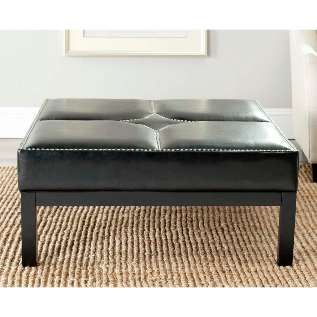 Safavieh Terrence Cocktail Ottoman   Silver Nail Heads - Black