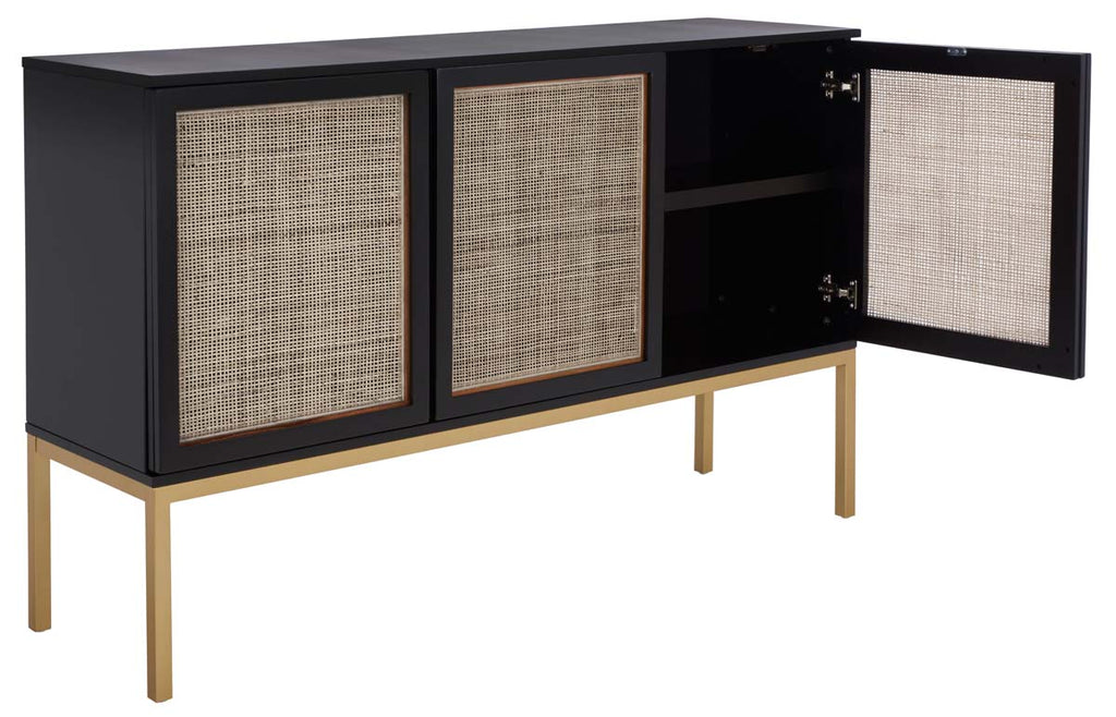 Safavieh Zadie 2 Shelf Rattan Sideboard - Black / Natural