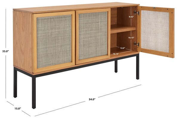 Safavieh Zadie 2 Shelf Rattan Sideboard - Natural / Black