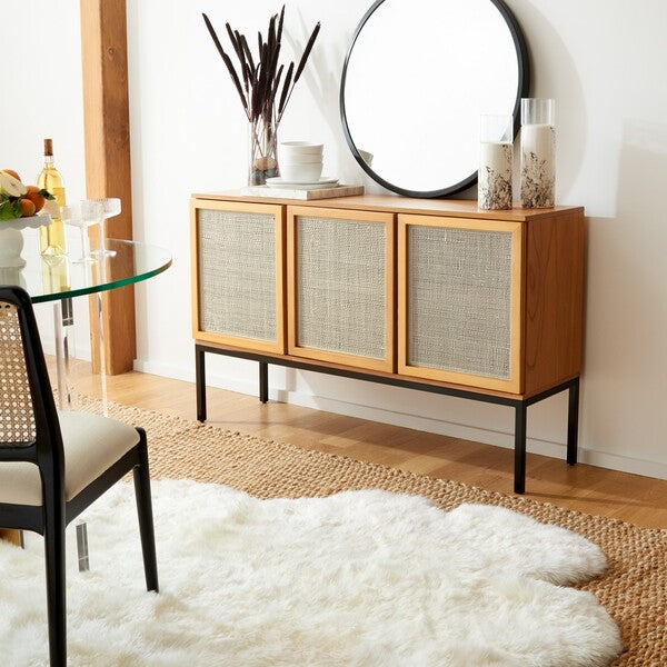 Safavieh Zadie 2 Shelf Rattan Sideboard - Natural / Black