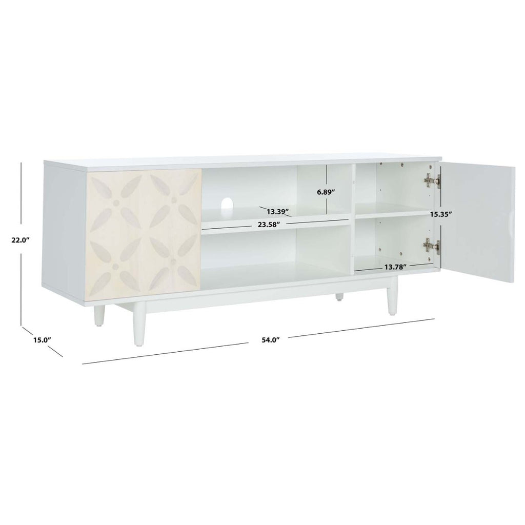 Safavieh Faye 2 Shelf Pattern Media Stand - White Washed