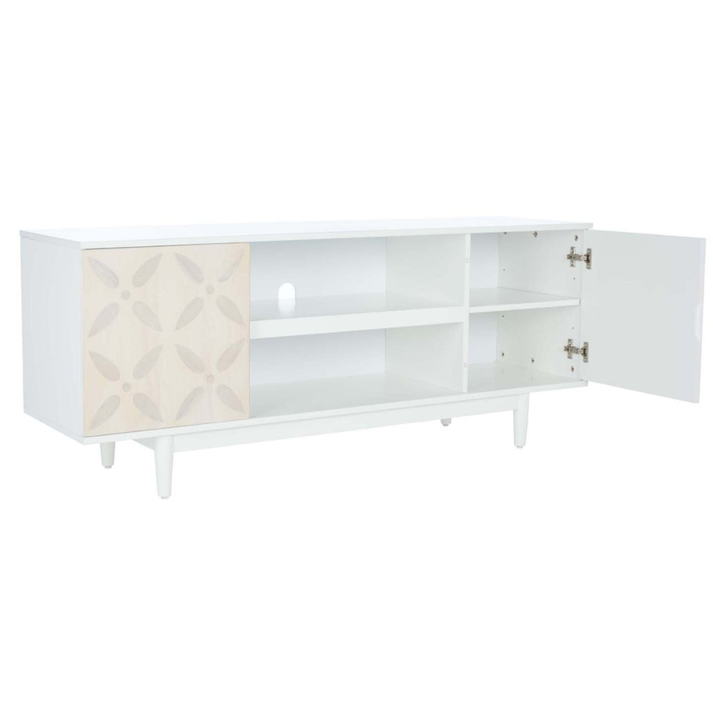 Safavieh Faye 2 Shelf Pattern Media Stand - White Washed