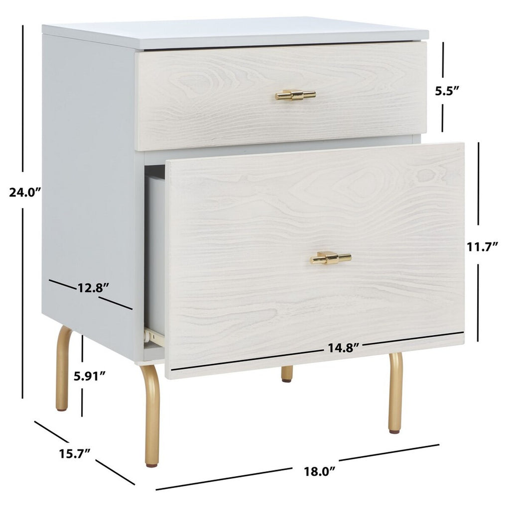 Safavieh Genevieve 2 Drawer Nightstand - Grey / White Washed