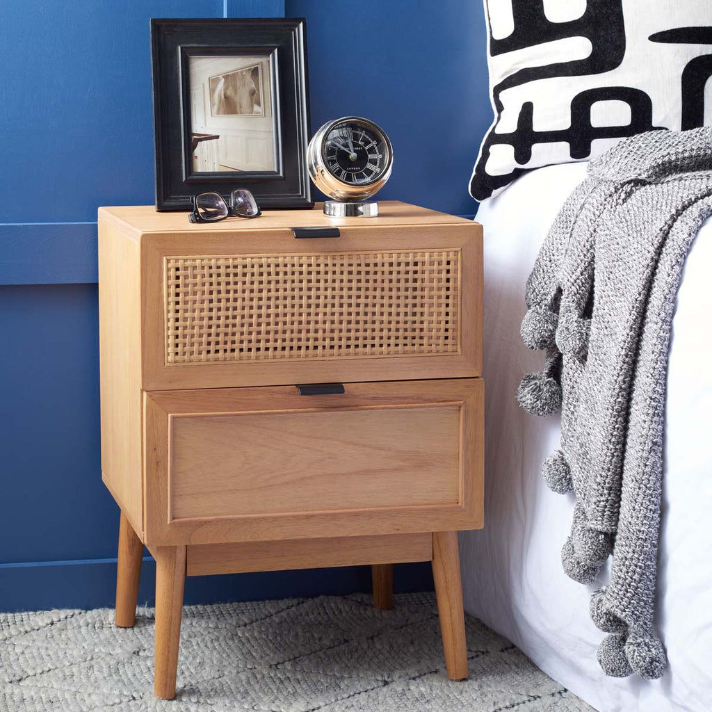 Safavieh Baisley 2 Drawer Rattan Nightstand - Natural