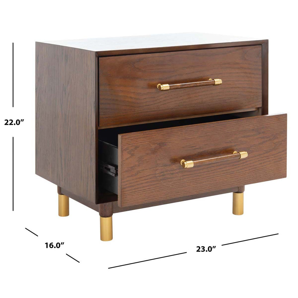 Safavieh Justice 2 Drawer Nightstand - Walnut