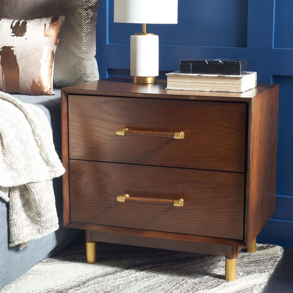 Safavieh Justice 2 Drawer Nightstand - Walnut