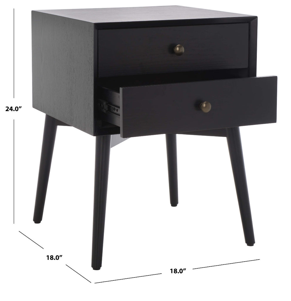 Safavieh Scully 2 Drawer Nightstand - Black / Gold