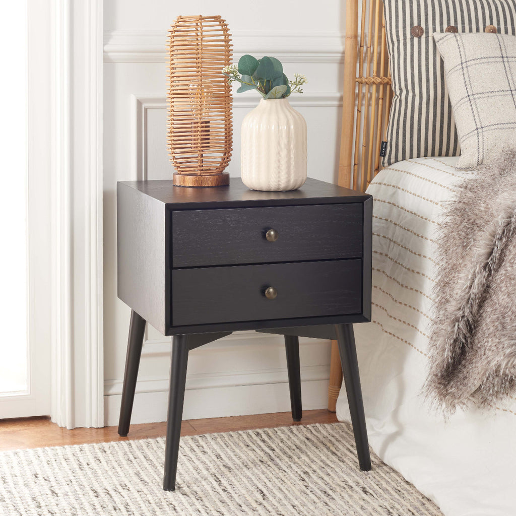 Safavieh Scully 2 Drawer Nightstand - Black / Gold