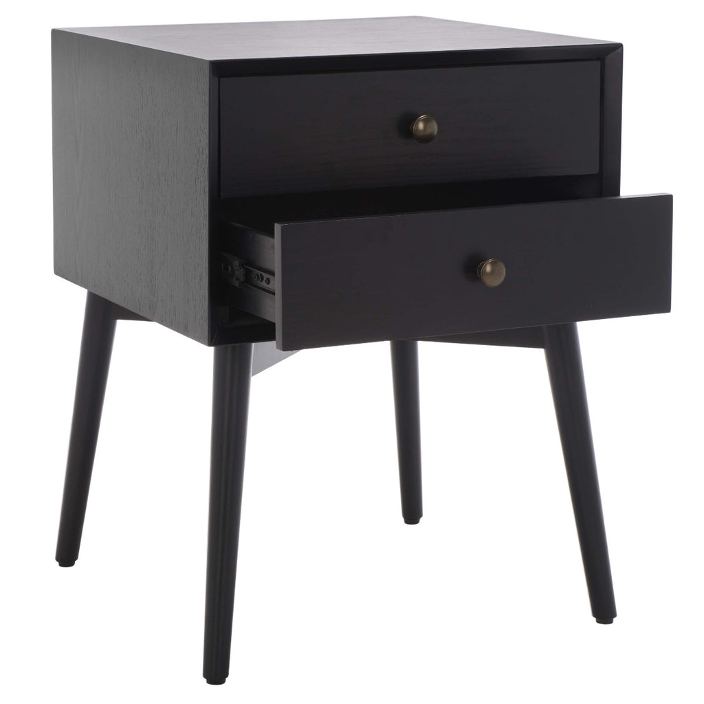 Safavieh Scully 2 Drawer Nightstand - Black / Gold