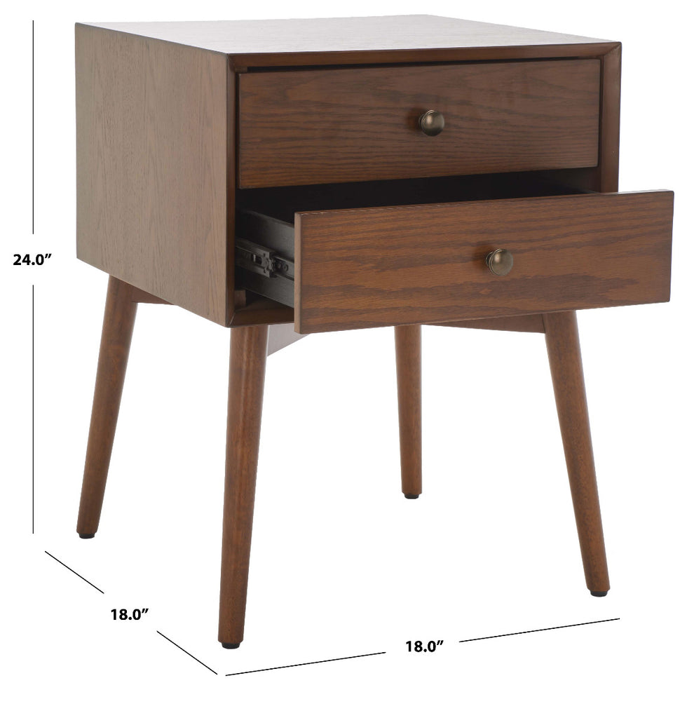 Safavieh Scully 2 Drawer Nightstand - Oak / Gold