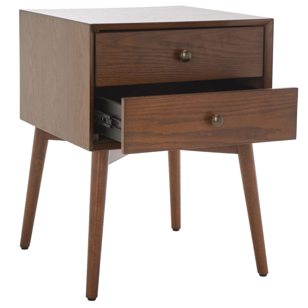 Safavieh Scully 2 Drawer Nightstand - Oak / Gold