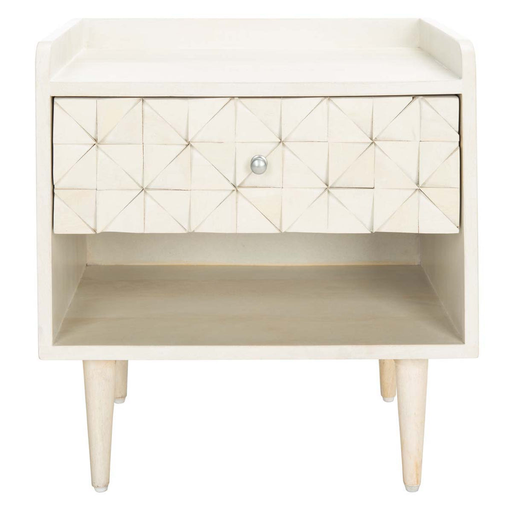 Safavieh Zinnia Nightstand - White Washed / Silver