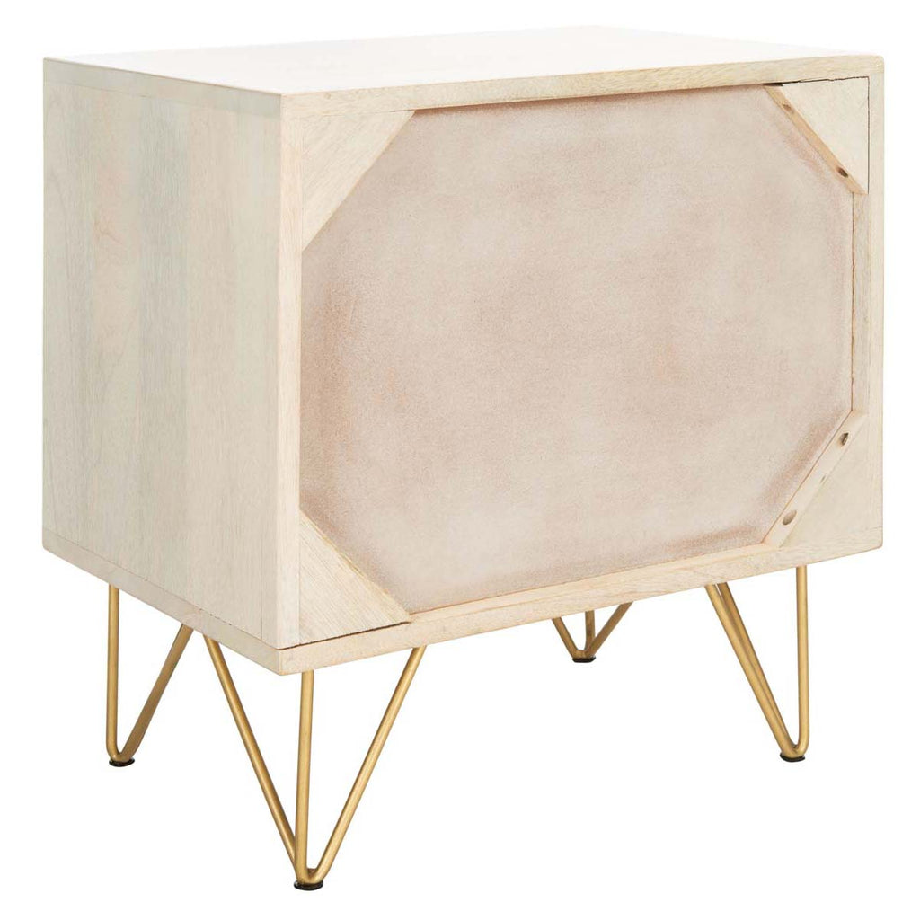 Safavieh Marigold Nightstand - White Washed / Brass