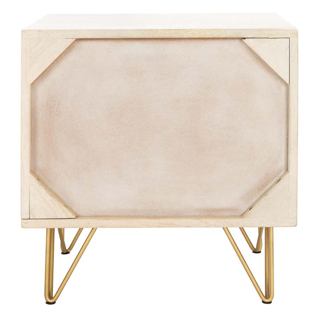 Safavieh Marigold Nightstand - White Washed / Brass