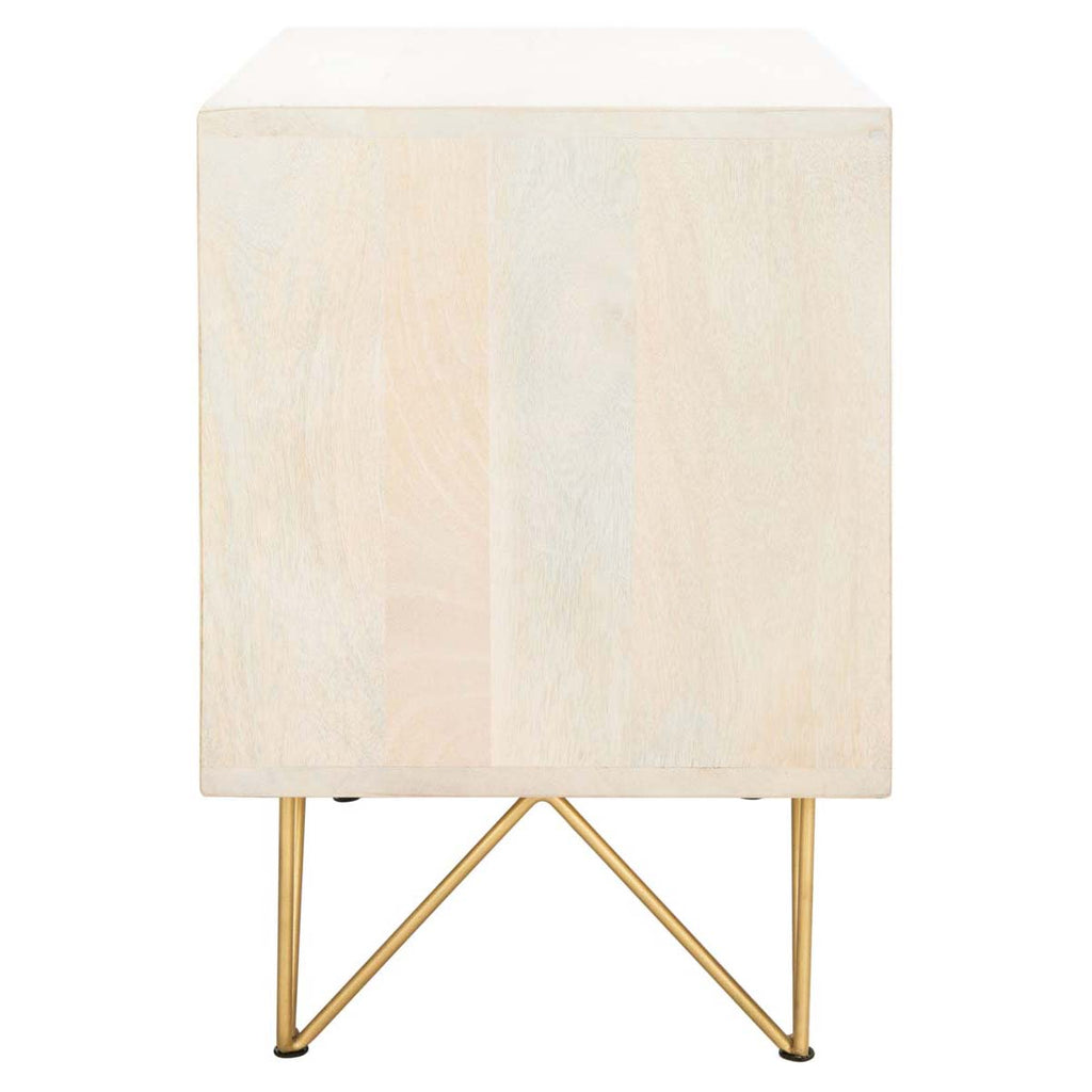 Safavieh Marigold Nightstand - White Washed / Brass