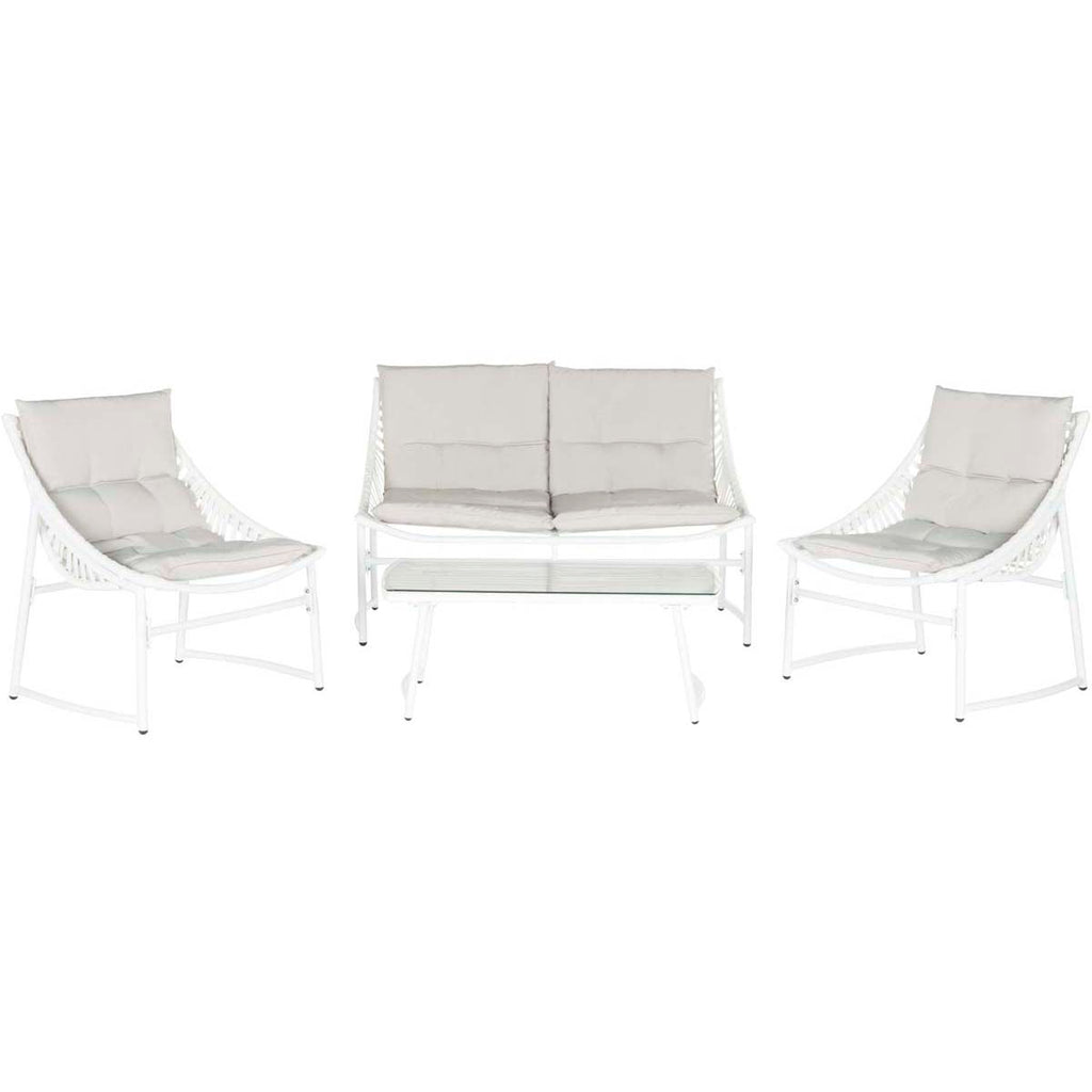 Safavieh Berkane 4 Pc Outdoor Set - White/Grey