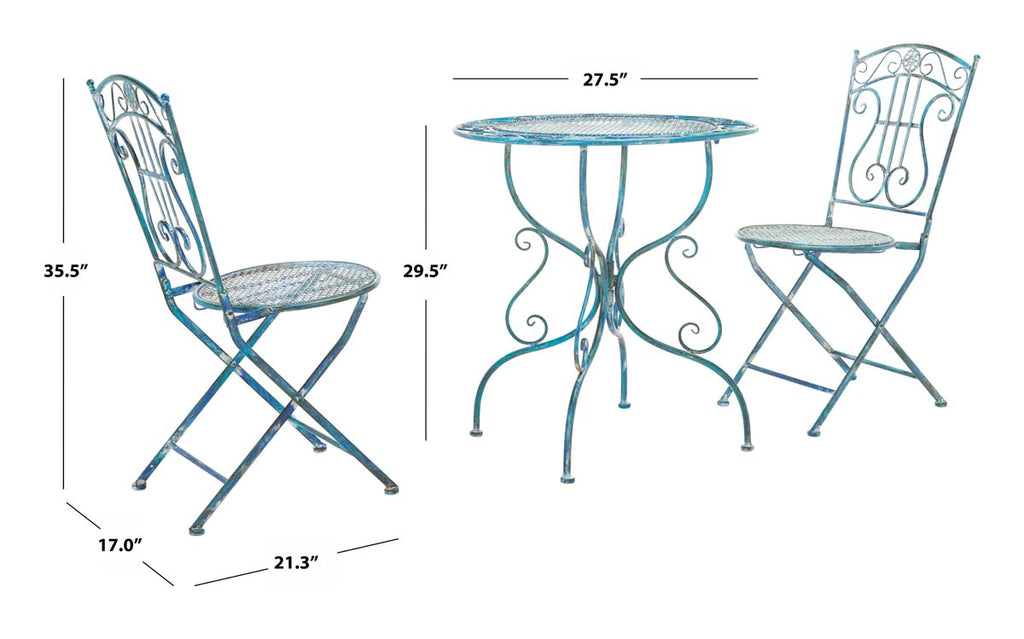 Safavieh Semly 3Pcs Bistro Setting - Antique Blue