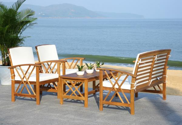 Safavieh Fontana 4 Pc Outdoor Set - Natural/Beige