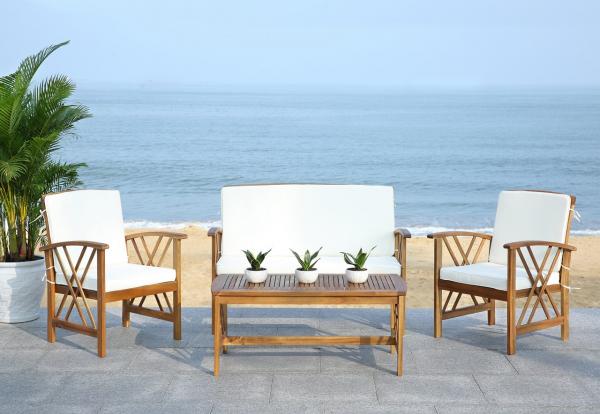 Safavieh Fontana 4 Pc Outdoor Set - Natural/Beige