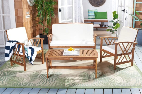 Safavieh Fontana 4 Pc Outdoor Set - Natural/Beige