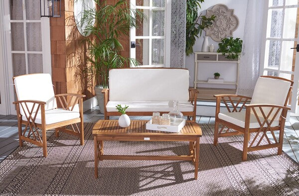 Safavieh Fontana 4 Pc Outdoor Set - Natural/Beige