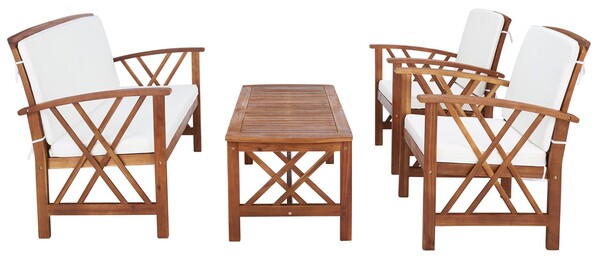 Safavieh Fontana 4 Pc Outdoor Set - Natural/Beige